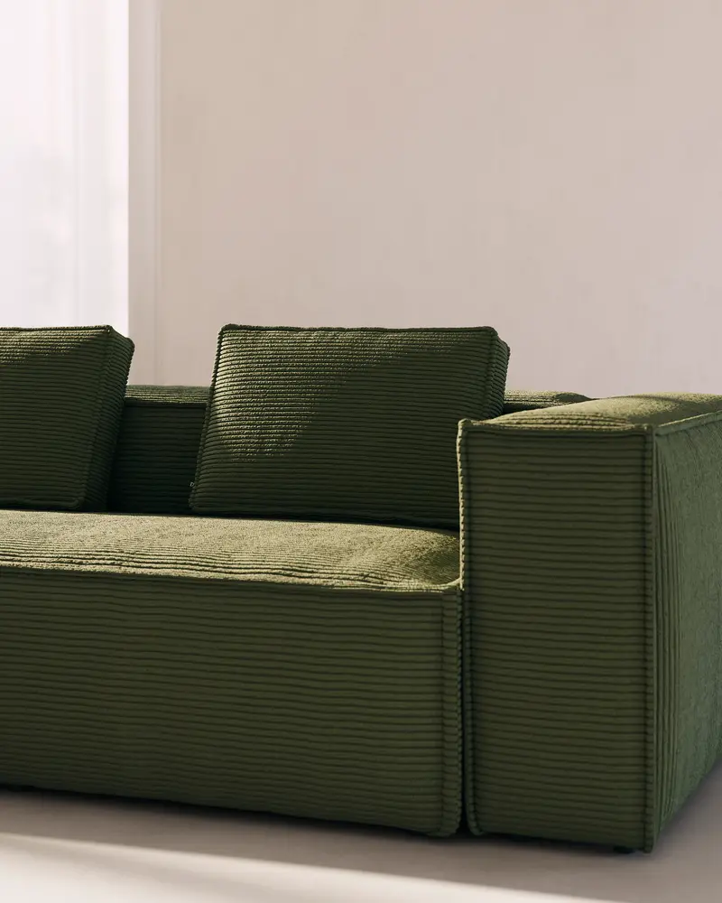 Cuscino Blok in velluto a coste spesso verde 40 x 60 cm