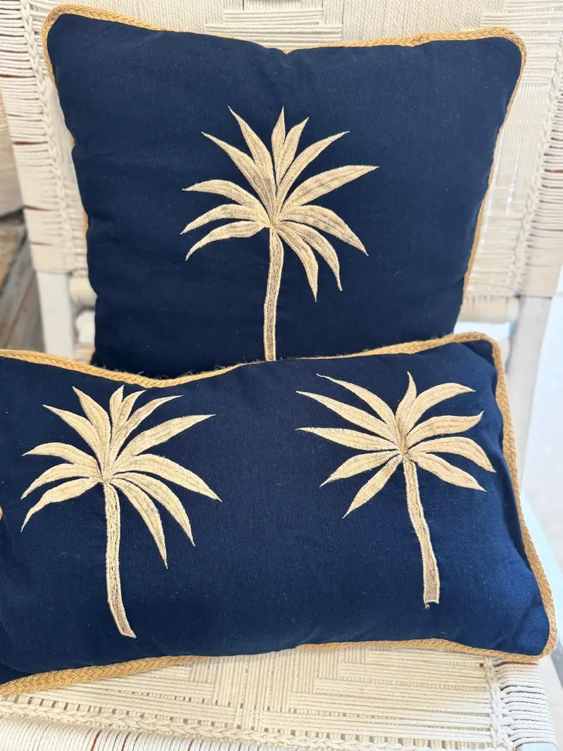 CUSCINO DARK BLUE PALMA GOLD