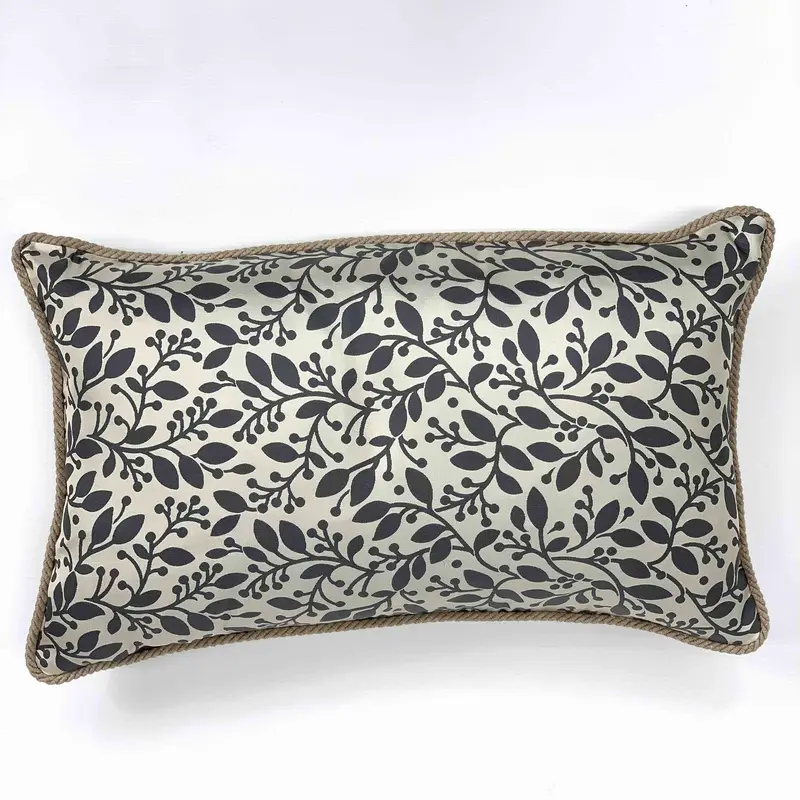 Cuscino in Seta Jacquard Cm 30x50 disegno ramage colore Grigio Cod 485