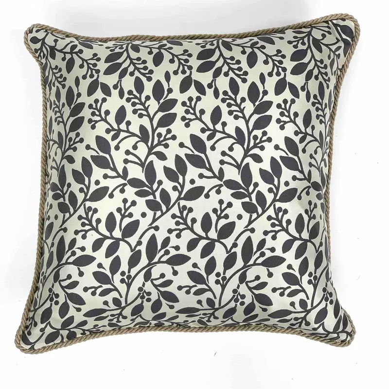 Cuscino in Seta Jacquard Cm 40X40 disegno ramage colore Grigio Cod 481