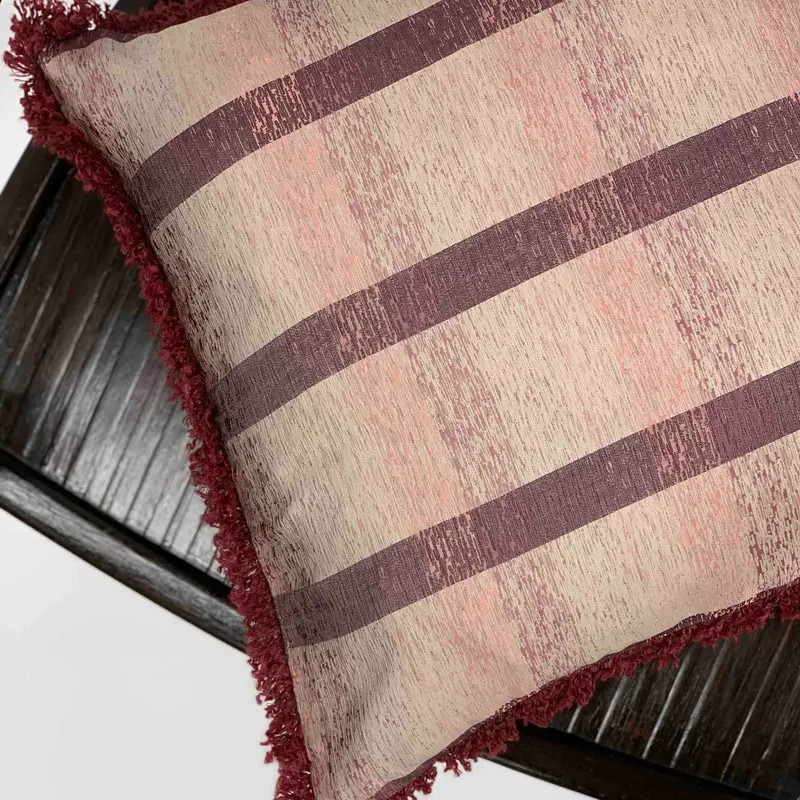 Cuscino in Seta Vintage Cm 40x40 disegno check colore Bordeaux Cod 500