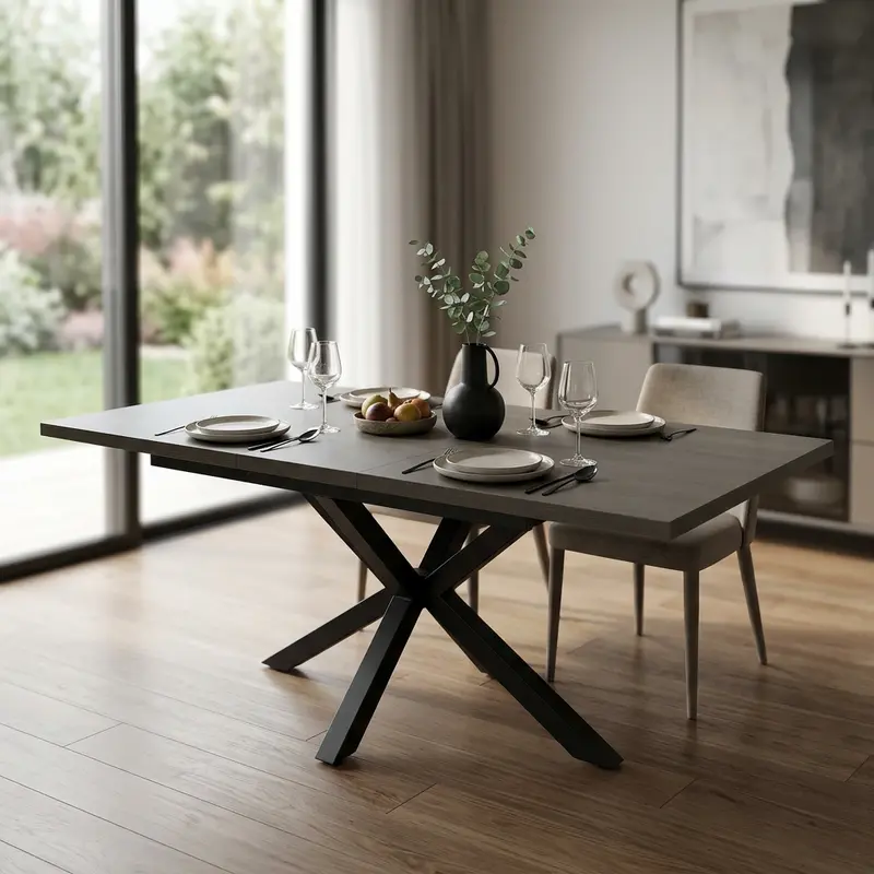 Dafne - tavolo allungabile melaminico antracite 160/200x90