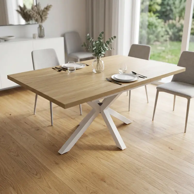 Dafne - tavolo allungabile melaminico bianco 160/200x90