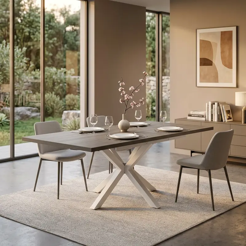 Dafne - tavolo allungabile melaminico cemento bianco 160/200x90