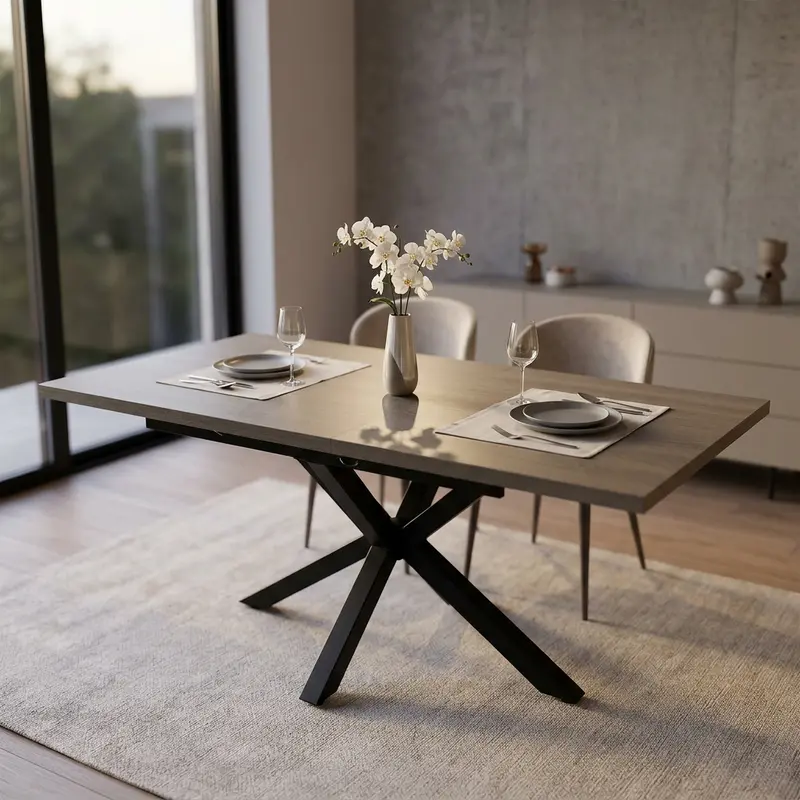 Dafne - tavolo allungabile melaminico grigio 160/200x90