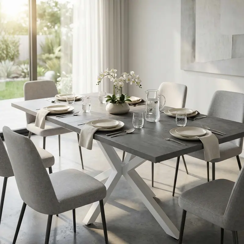 Dafne - tavolo allungabile melaminico grigio 160/200x90