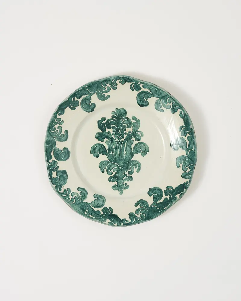 Damask Stoneware Dessert Plate by Zsuzsanna Nyul, Green