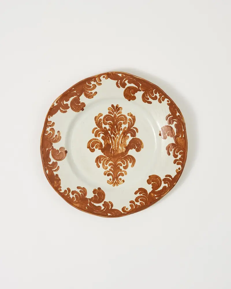 Damask Stoneware Dessert Plate by Zsuzsanna Nyul, Natural