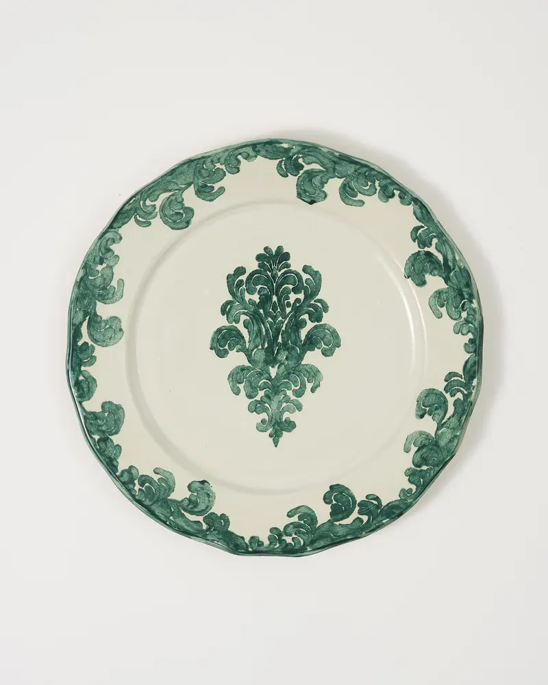 Damask Stoneware Dinner Plate by Zsuzsanna Nyul, Green