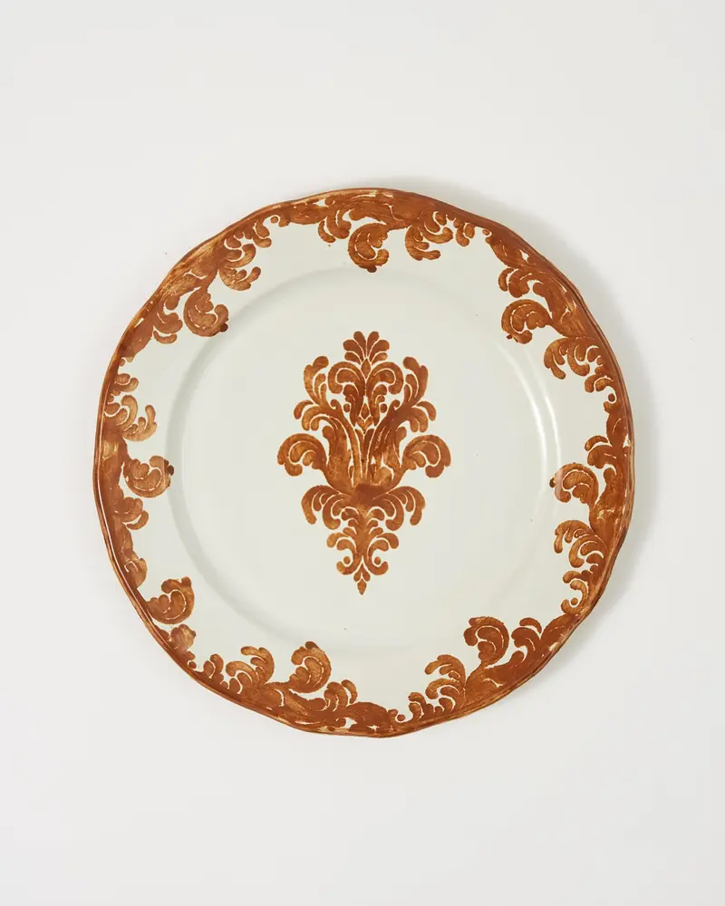 Damask Stoneware Dinner Plate by Zsuzsanna Nyul, Natural