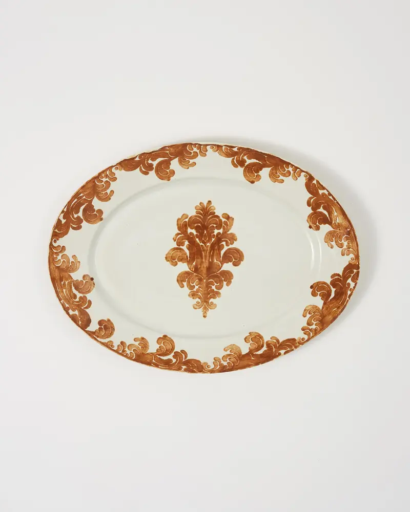 Damask Stoneware Serving Plate by Zsuzsanna Nyul, Natural