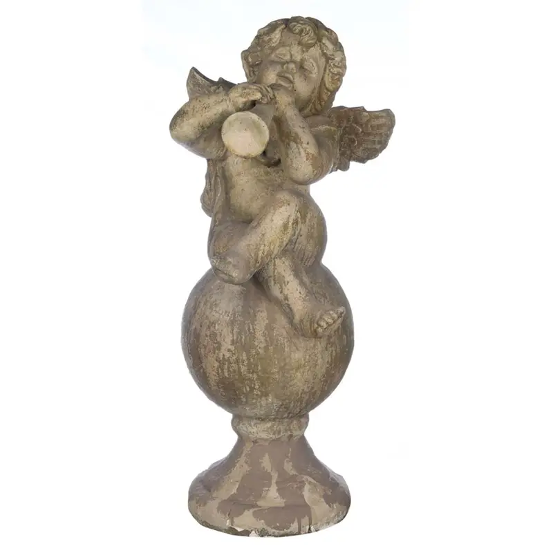 Decorazione in resina putto con trombetta