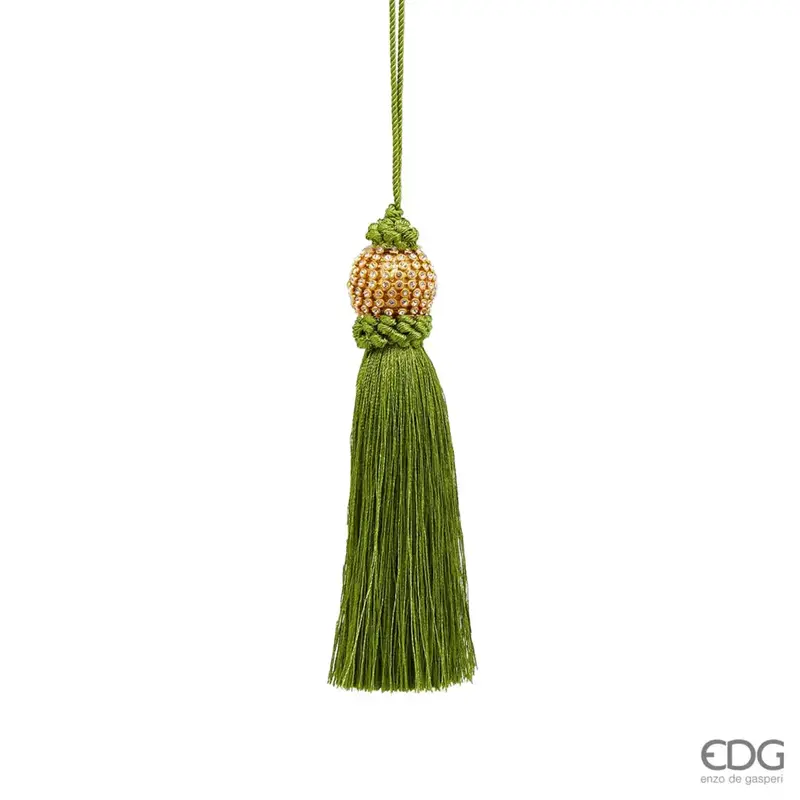 Decorazione nappa con brillantini verde h 15 cm | EDG - Enzo De Gasperi