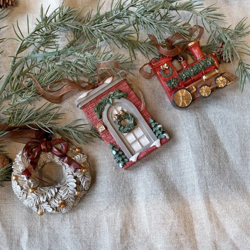 Decorazione natalizia da appendere, set 3, h 9x 6 cm