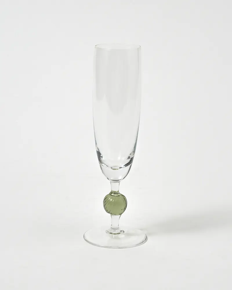 Demetra Flute Glass, Green