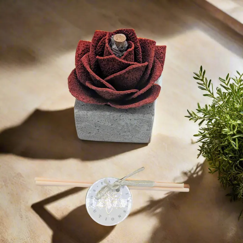 Diffusore Ambiente Rosa Maravee in Sughero Rosso – Elegante Profumatore Naturale