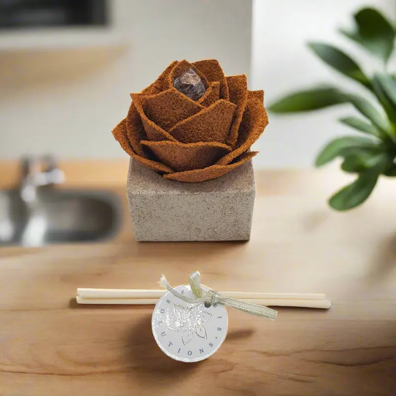 Diffusore Ambiente Rosa Moderna in Sughero Arancio – Elegante Profumatore Naturale
