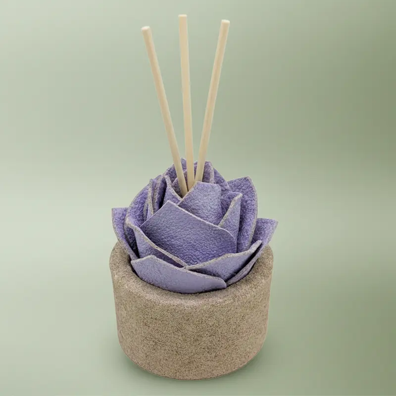Diffusore Ambiente Rosa Moderna in Sughero Lilla – Elegante Profumatore Naturale