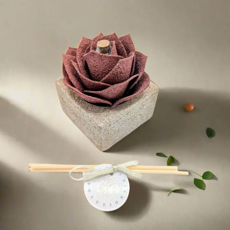 Diffusore Ambiente Rosa Moderna in Sughero Rosa Antico– Elegante Profumatore Naturale