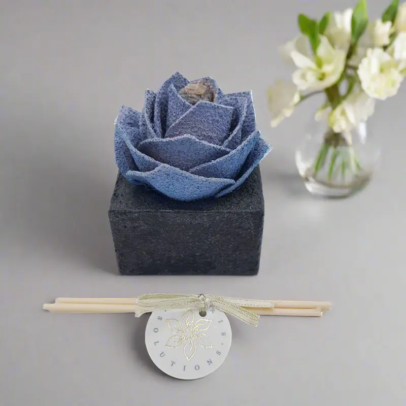 Diffusore Ambiente Rosa Ricercata in Sughero Azzurro – Elegante Profumatore Naturale