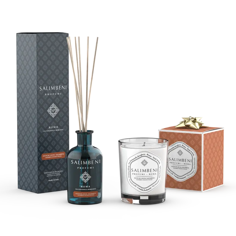 Difusor de Madeiras Antigas Salimbeni 100 ml + Vela Perfumada Madeiras Antigas Salimbeni 190 gr