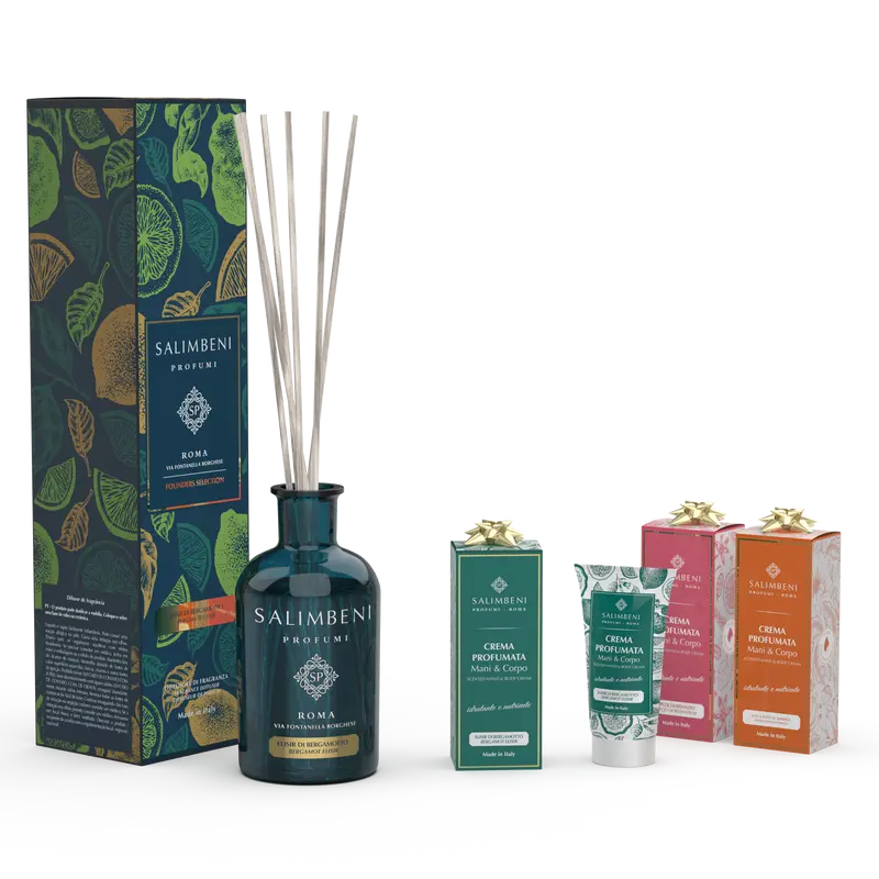 Difusor em Stick de 250ml à escolha + 3 Cremes Perfumados de 50 ml como prova gratuita (Elixir de Bergamota de 50 ml + Encanto de Âmbar de 50 ml + Especiarias de Bizâncio de 50 ml)