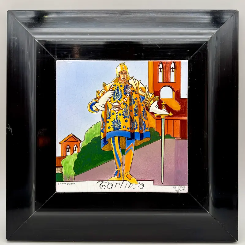 Dino Rofi – Contrada della Tartuca – mattonella ceramica in cornice - 1939