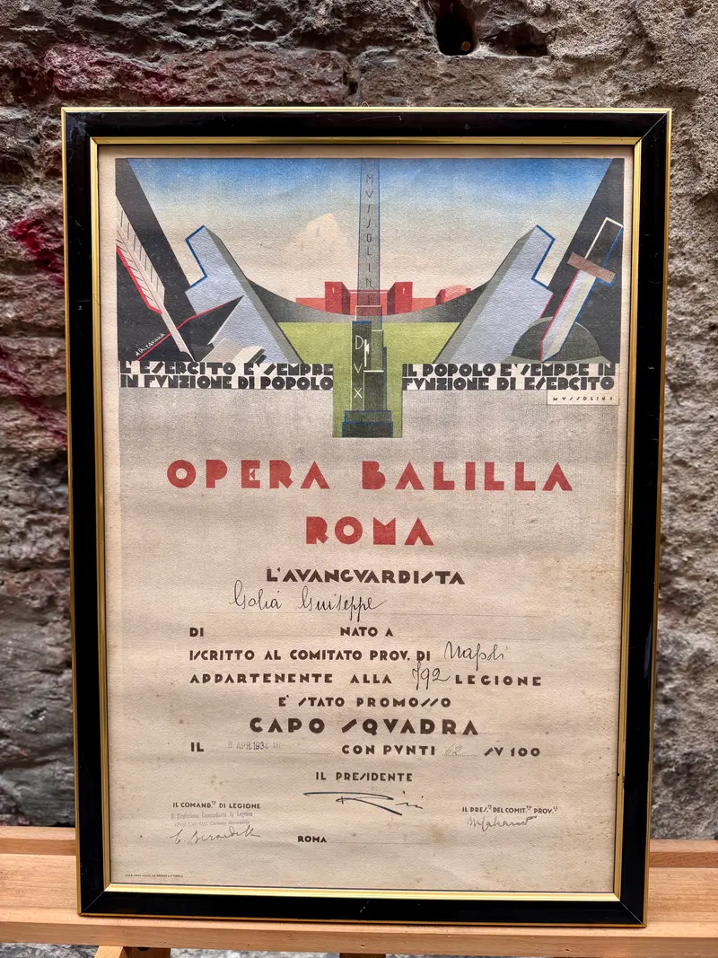 Diploma Opera Balilla Corso Avanguardista Capo Squadra 1934