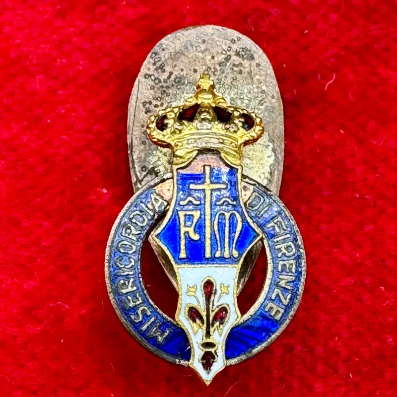 Distintivo Misericordia di Firenze smaltato Picchiani 1930 ca