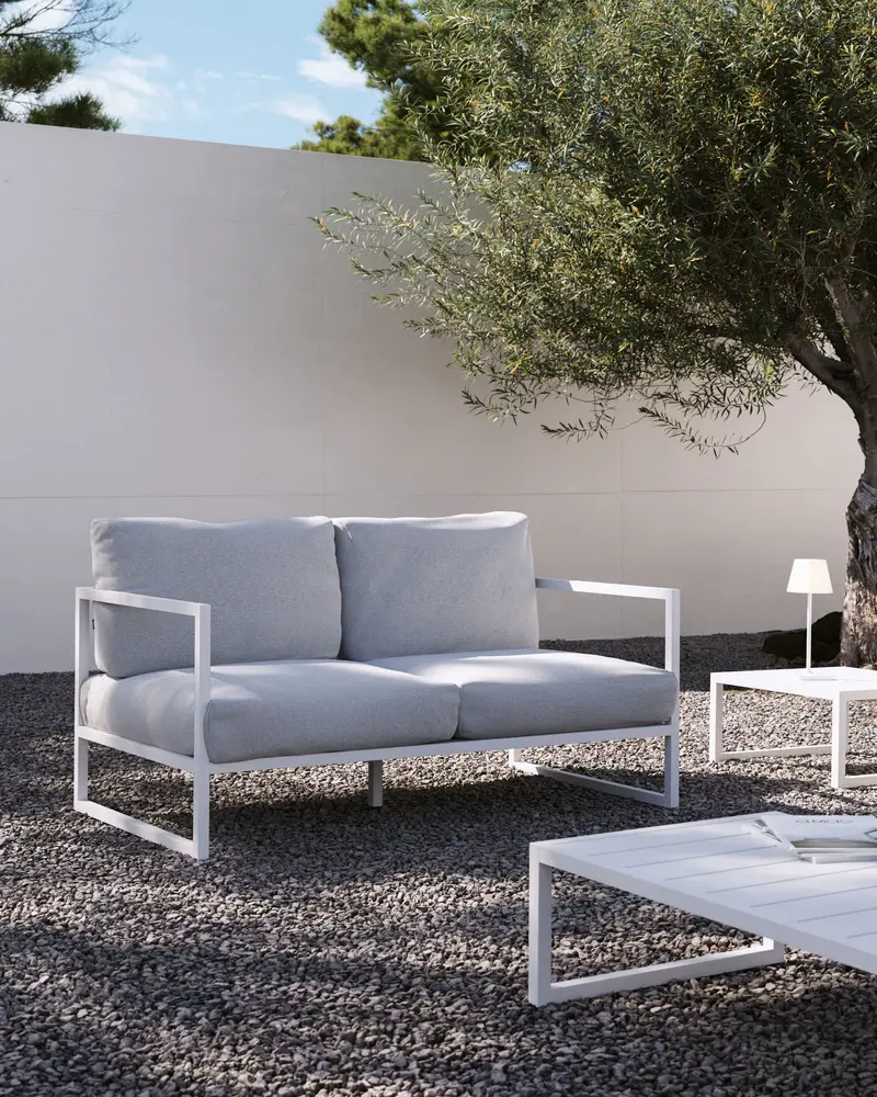 Divano 100% da esterno Comova 2 posti bianco ed alluminio bianco 150 cm