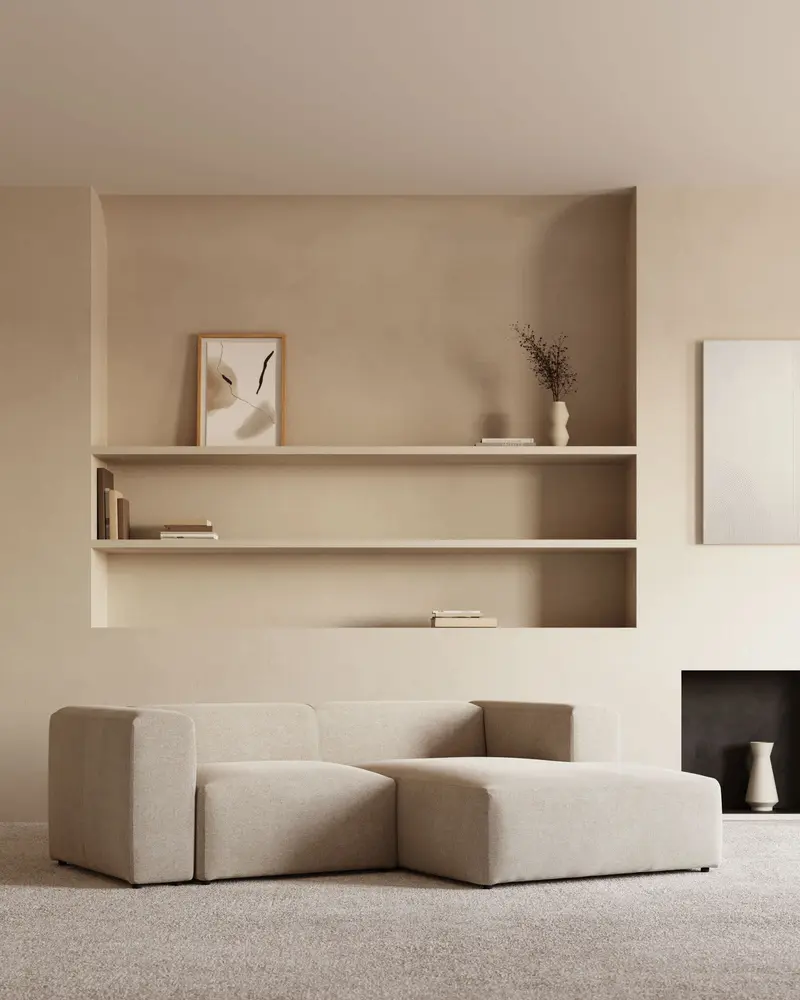 Divano Blok 2 posti chaise longue destro beige 240 cm