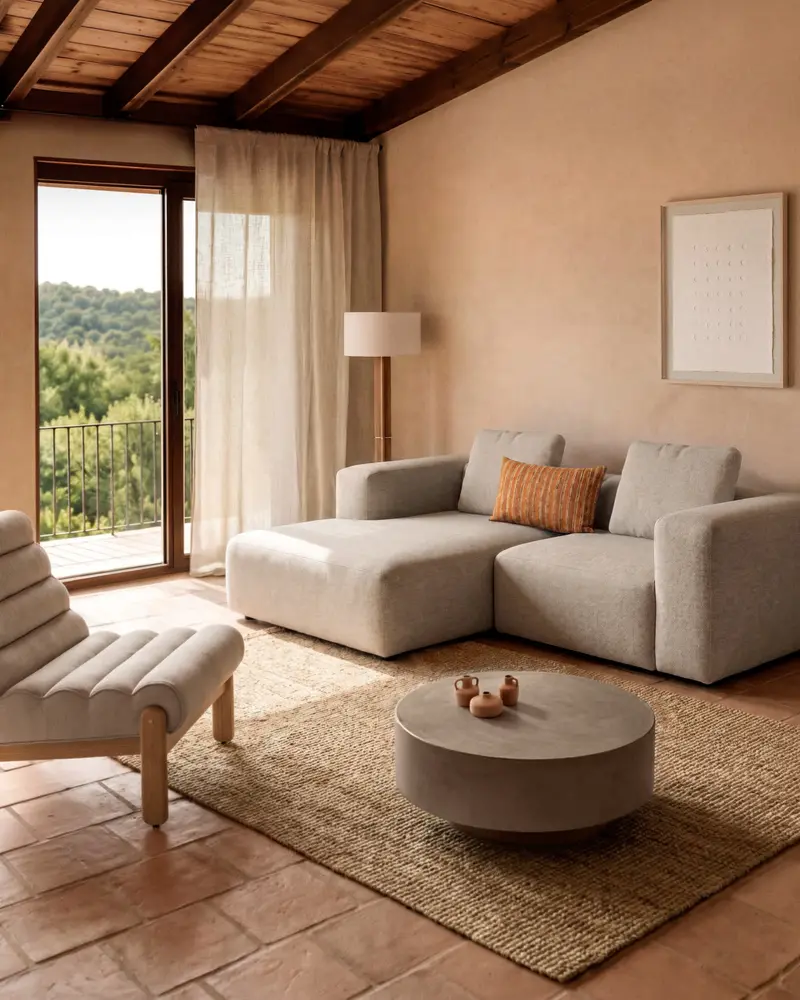 Divano Blok 2 posti in ciniglia beige con chaise longue sinistra 240 cm FSC Mix Credit
