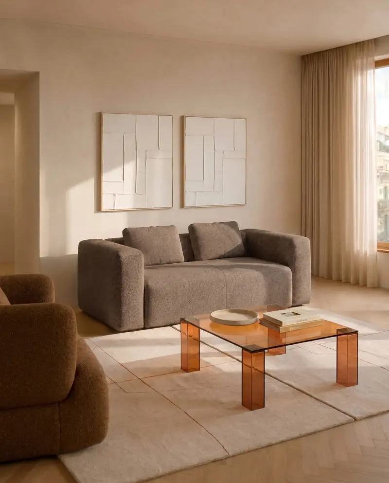 Divano Blok 2 posti in ciniglia marrone 210 cm FSC Mix Credit