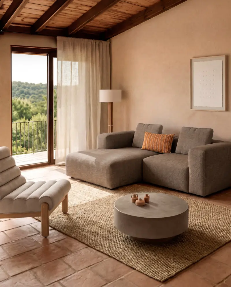Divano Blok 2 posti in ciniglia marrone con chaise longue sinistra 240 cm FSC Mix Credit