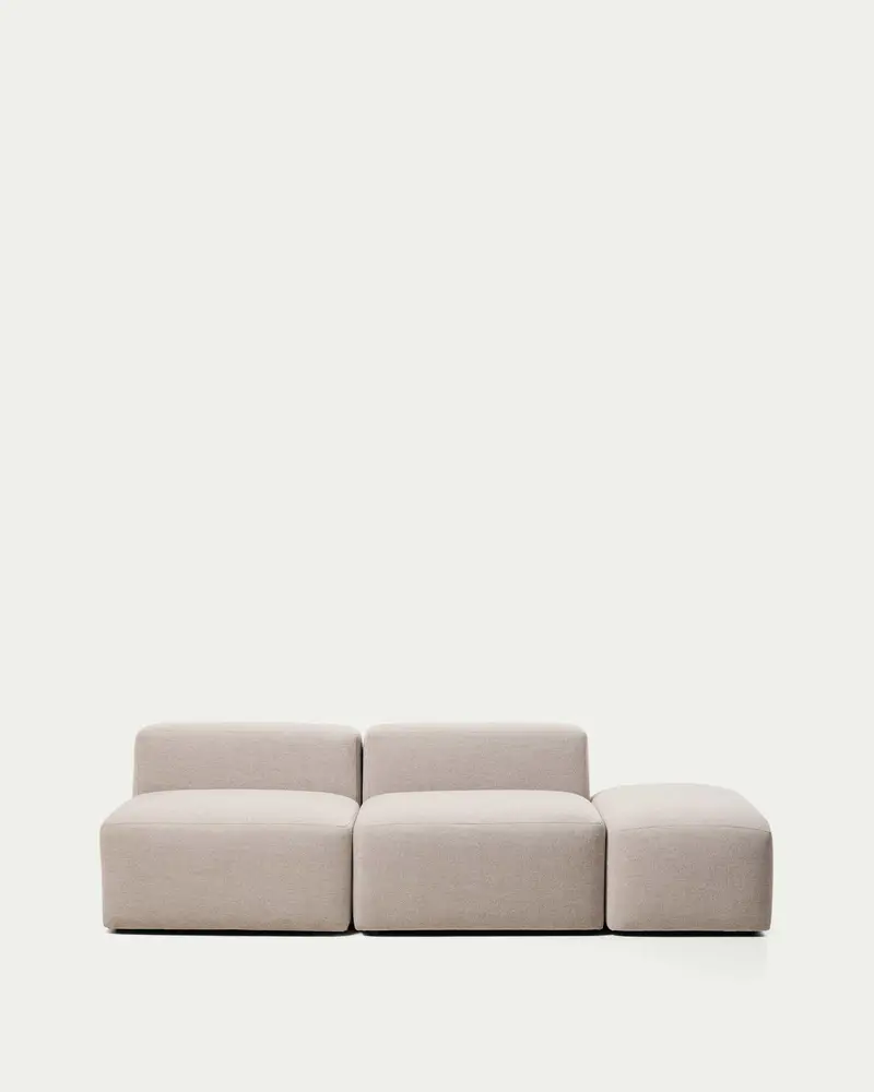 Divano Blok 3 posti con pouf terminale in ciniglia beige 240 cm FSC Mix Credit