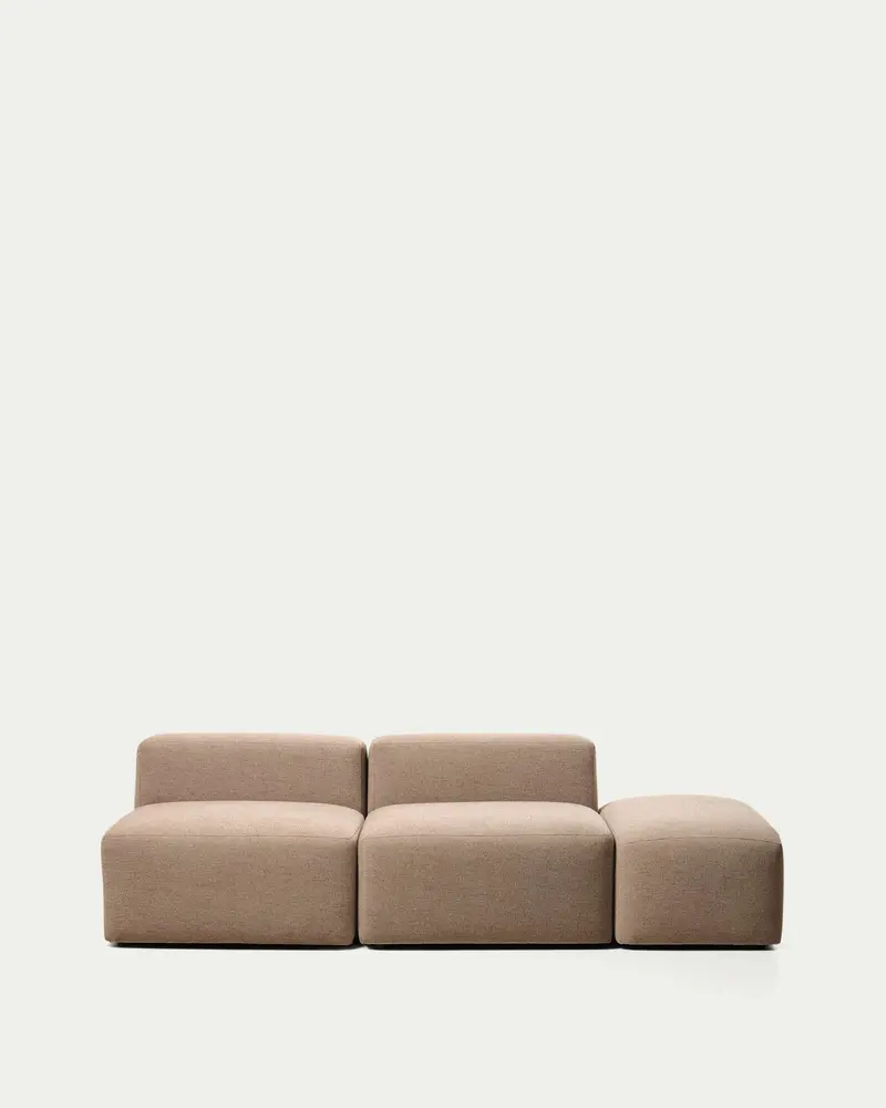 Divano Blok 3 posti con pouf terminale in ciniglia marrone 240 cm FSC Mix Credit