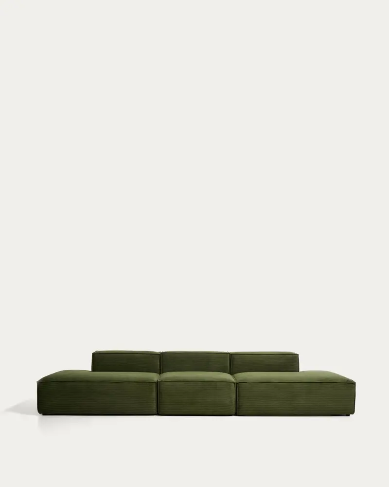 Divano Blok 4 posti in velluto a coste spesso verde 380 cm FSC Mix Credit
