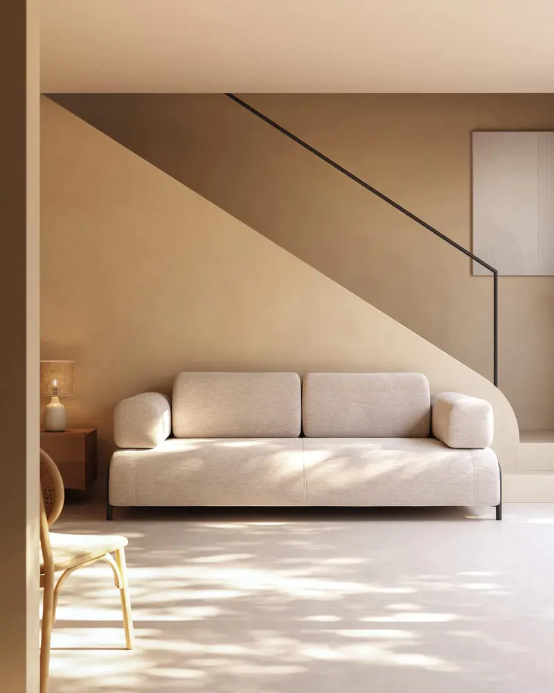 Divano Compo 3 posti beige grigio 232 cm