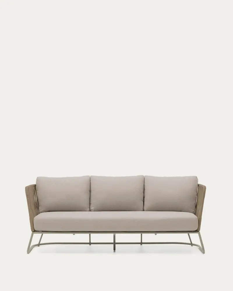 Divano da esterno a 3 posti Saconca in corda e acciaio zincato beige 189 cm