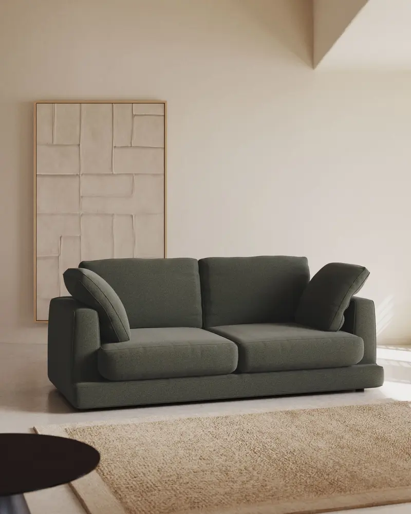 Divano Gala 3 posti in ciniglia verde scuro FSC Mix Credit 210 cm