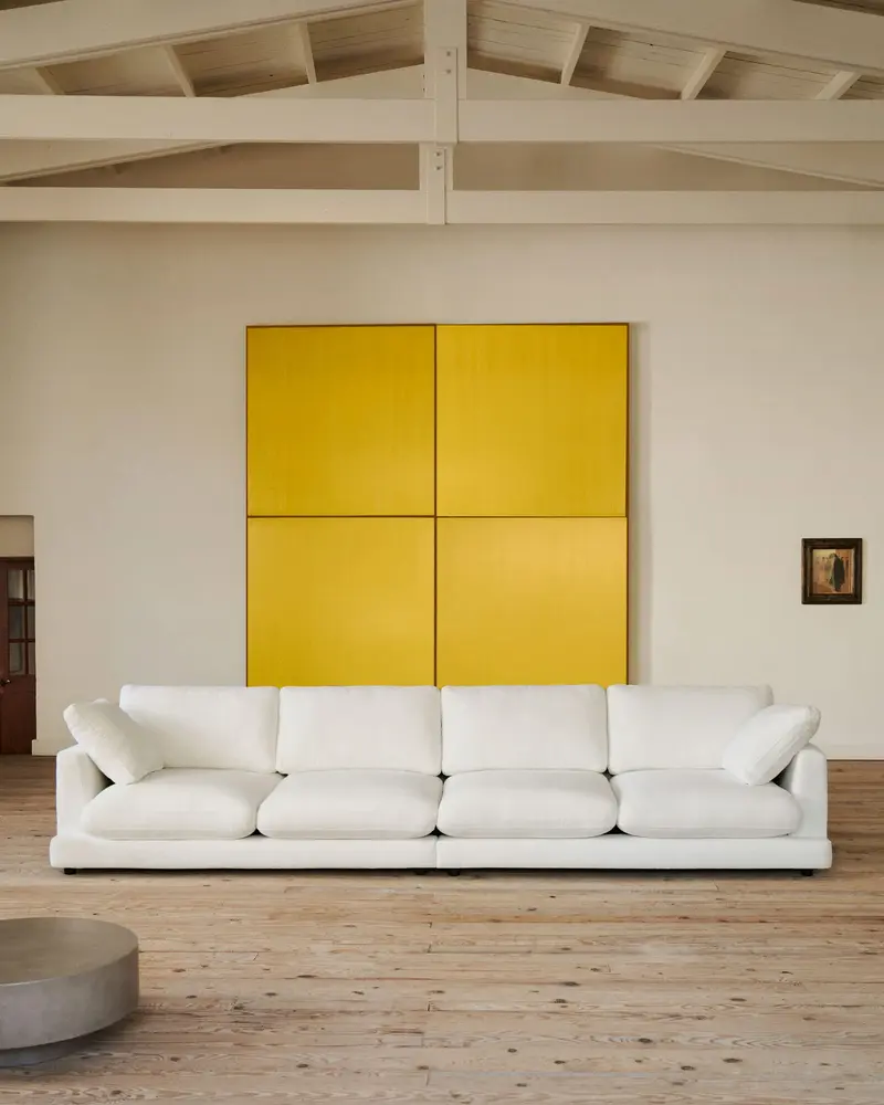 Divano Gala 6 posti in ciniglia bianco FSC Mix Credit 390 cm