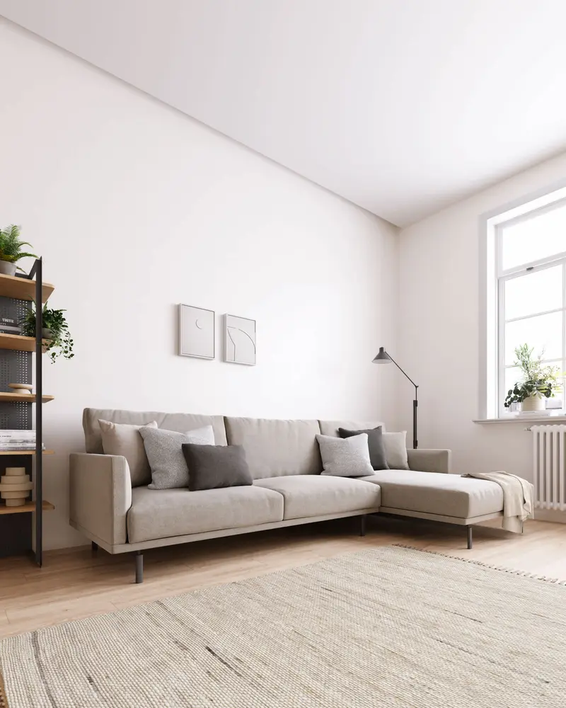 Divano Galene 4 posti con chaise longue destro beige 314 cm