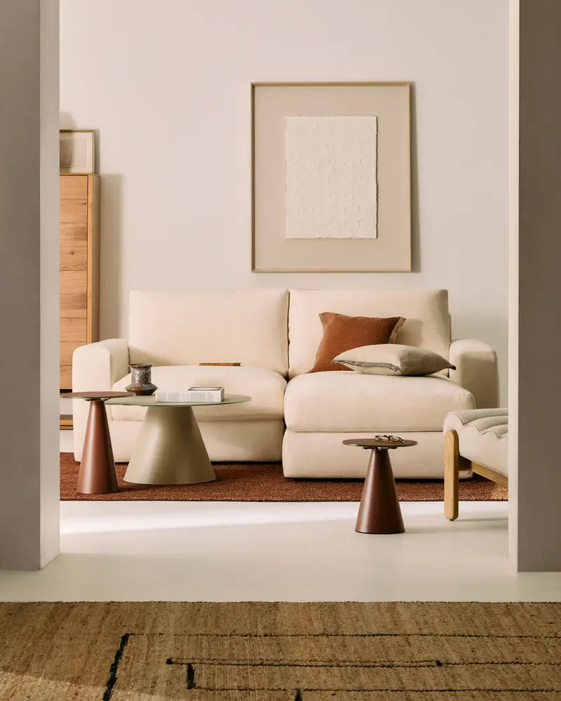 Divano modulare Alea 3 posti sfoderabile in ciniglia chaise longue destra écru 220 cm