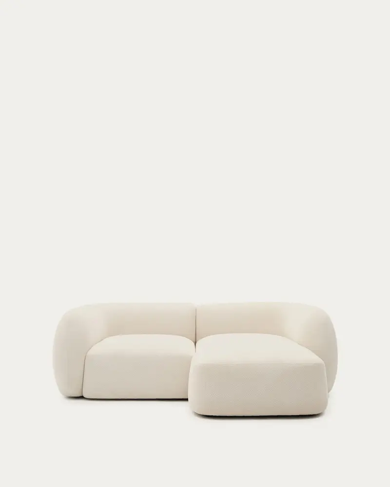 Divano modulare Martina 2 posti con chaise longue a destra ciniglia écru 230 cm