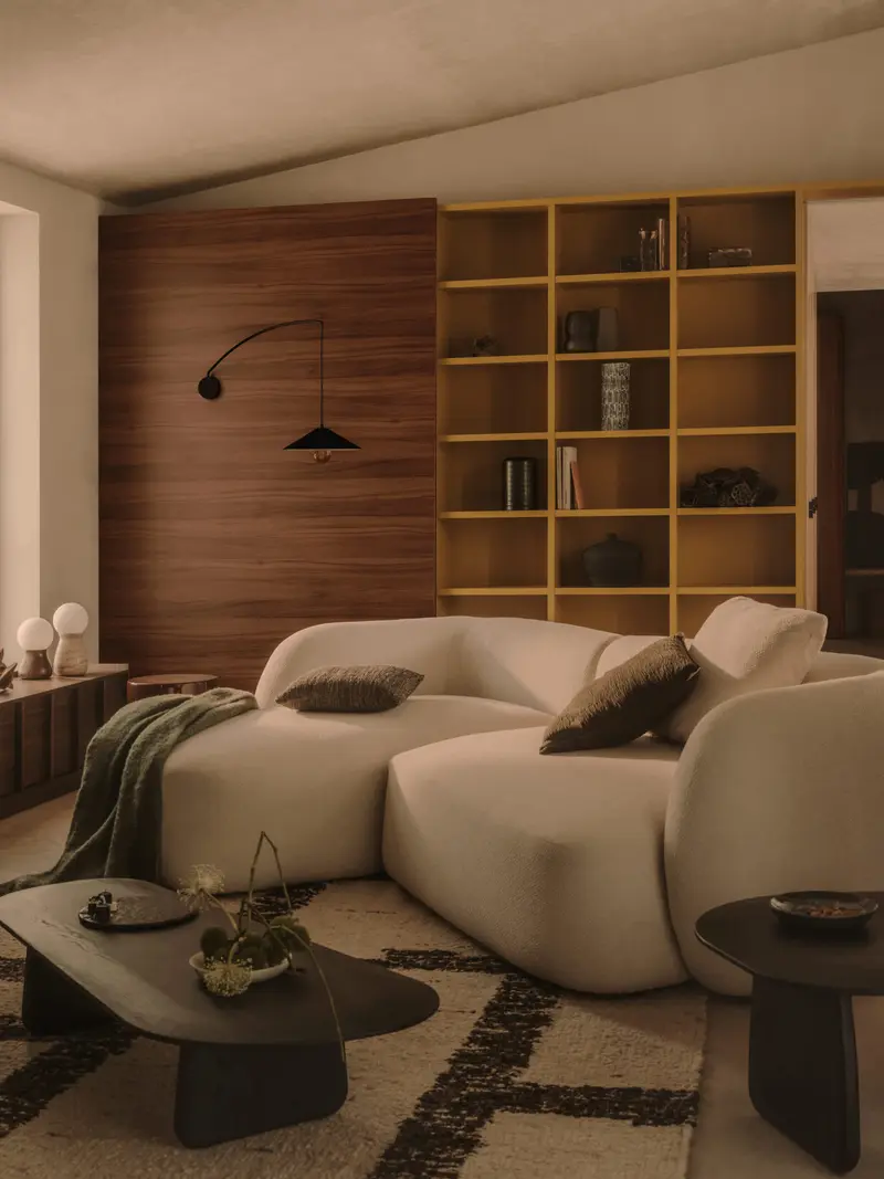 Divano modulare Martina 3 posti con chaise longue sinistra ciniglia écru 287 cm