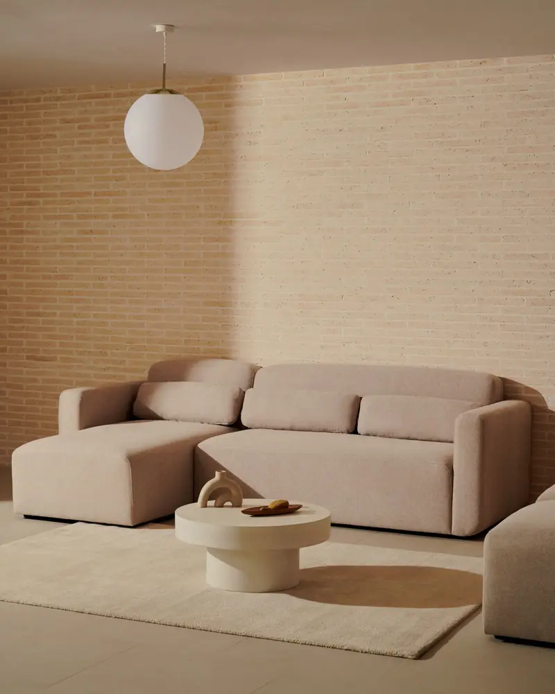 Divano modulare Neom 3 posti chaise longue destra/sinistra beige 263 cm