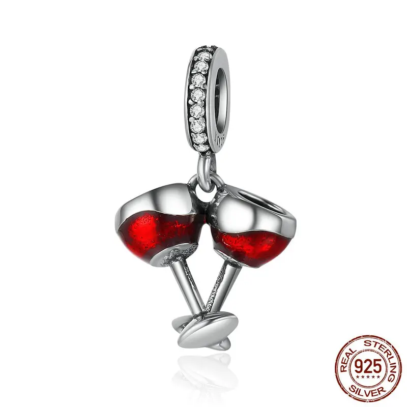 "DoubleWine" - charm bicchieri vino in argento - IN ESCLUSIVA