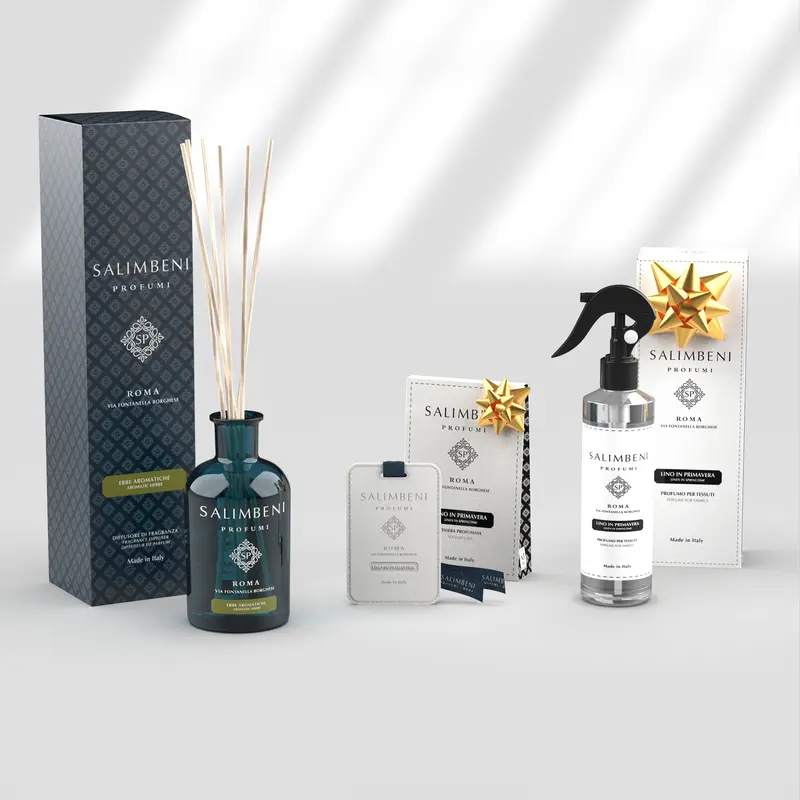 Ervas Aromáticas 250 ml + Spray para Tecido 250 ml - Linho em Primavera + Cartões Perfumados (3 pç) - Linho em Primavera