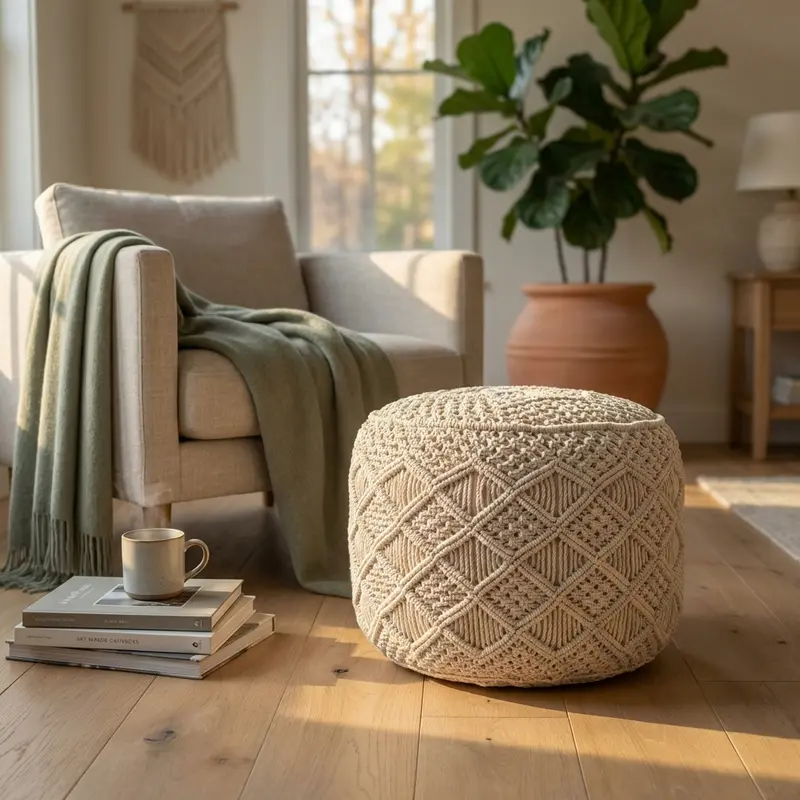 Faride - pouf fisso in cotone bianco 45x45x45 cm
