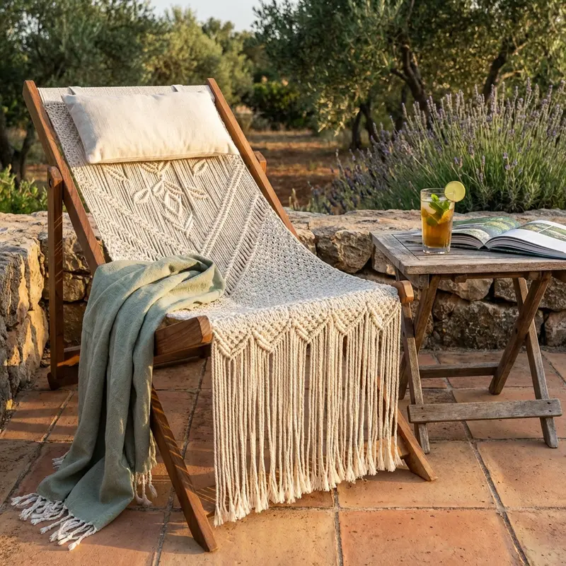 Fatima - sdraio fisso in cotone bianco marrone